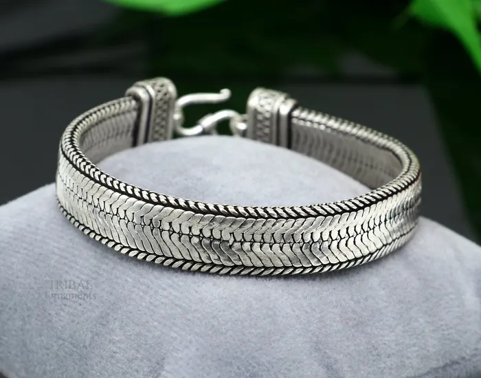Bracelets TRIBAL ORNAMENTS 85 Vintage style solid 925 sterling silver handmade gorgeous wheat chain flexible bracelet wrist belt jewelry from Rajasthan India sbr249