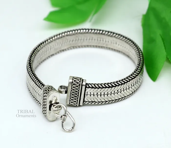 Bracelets TRIBAL ORNAMENTS 85 Vintage style solid 925 sterling silver handmade gorgeous wheat chain flexible bracelet wrist belt jewelry from Rajasthan India sbr249