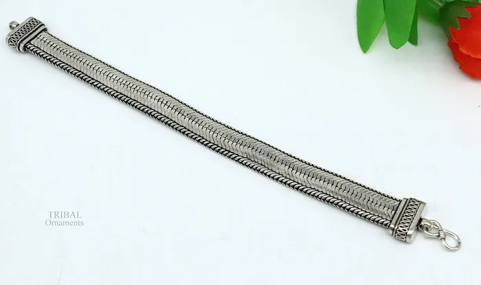 Bracelets TRIBAL ORNAMENTS 85 Vintage style solid 925 sterling silver handmade gorgeous wheat chain flexible bracelet wrist belt jewelry from Rajasthan India sbr249