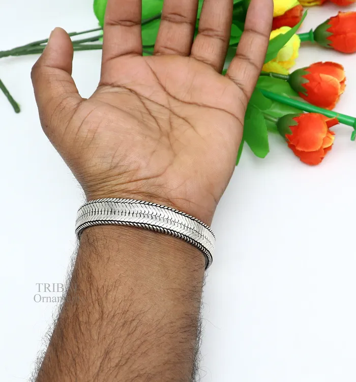 Bracelets TRIBAL ORNAMENTS 85 Vintage style solid 925 sterling silver handmade gorgeous wheat chain flexible bracelet wrist belt jewelry from Rajasthan India sbr249