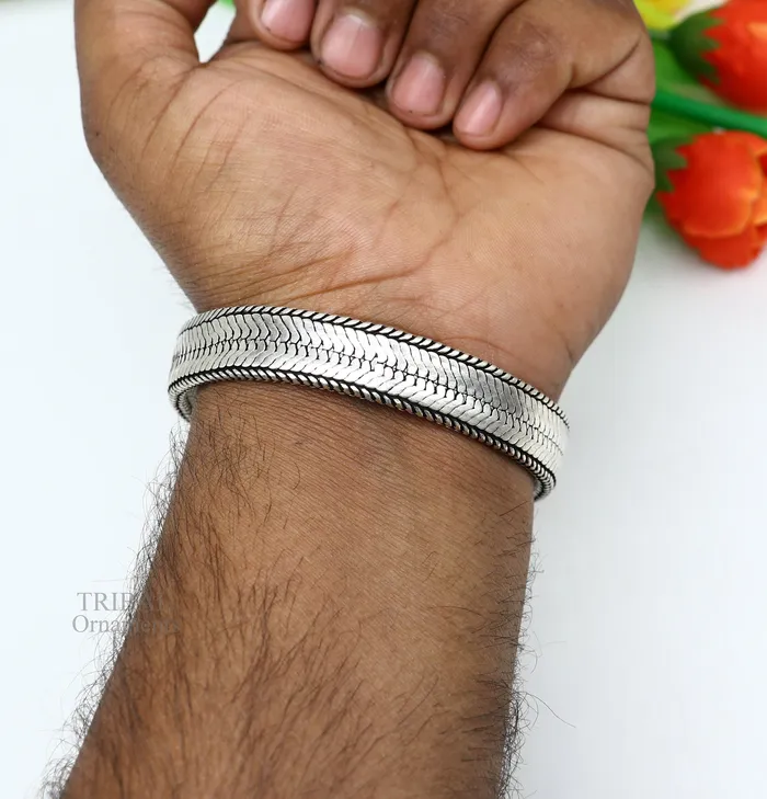 Bracelets TRIBAL ORNAMENTS 85 Vintage style solid 925 sterling silver handmade gorgeous wheat chain flexible bracelet wrist belt jewelry from Rajasthan India sbr249