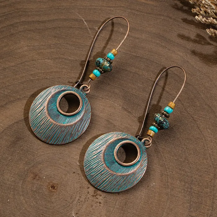 Earrings 01 E1666 Bronze Turquoise Bead Earrings