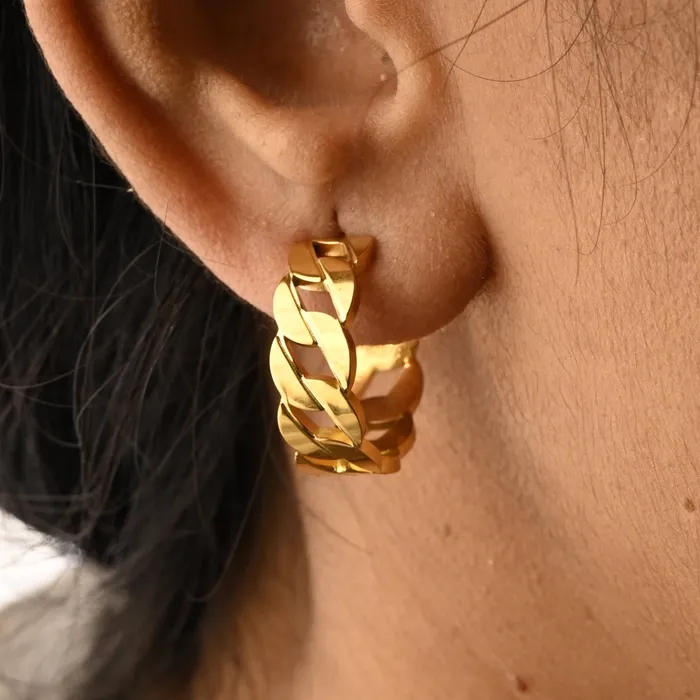 Earrings 18K GoldFilled Cuban Open Stud Hoop Earrings Jewelvers