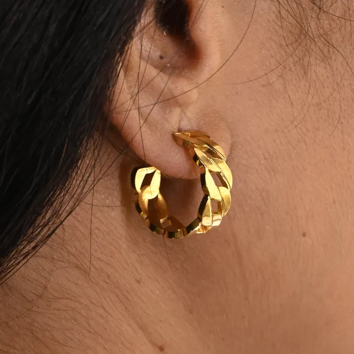Earrings 18K GoldFilled Cuban Open Stud Hoop Earrings Jewelvers Earrings 18K GoldFilled Cuban Open Stud Hoop Earrings Jewelvers