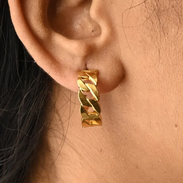 Earrings 18K GoldFilled Cuban Open Stud Hoop Earrings Jewelvers Earrings 18K GoldFilled Cuban Open Stud Hoop Earrings Jewelvers