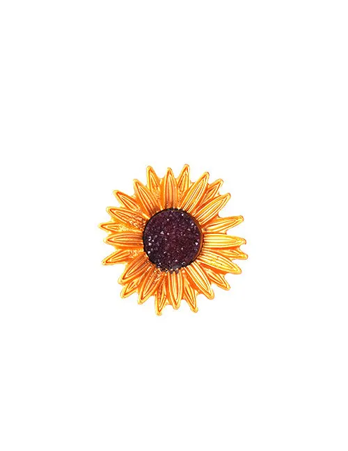 Earrings F24 Gold Sunflower Fashion Pin 02