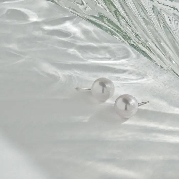 Elegant Edison White Pearl Stud Earrings WE00478 Pearly Lustre Earrings