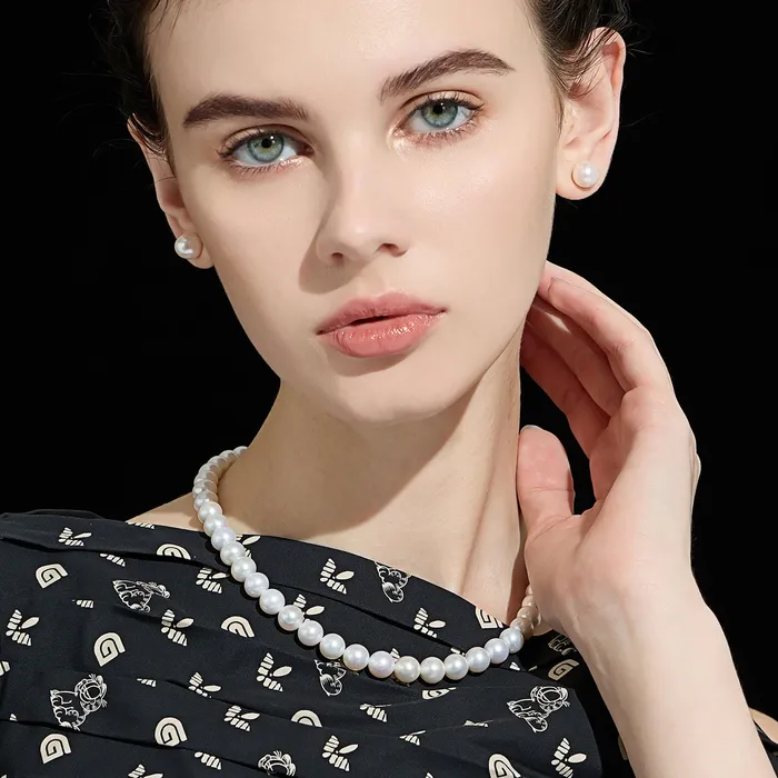 Elegant Edison White Pearl Stud Earrings WE00478 Pearly Lustre Earrings