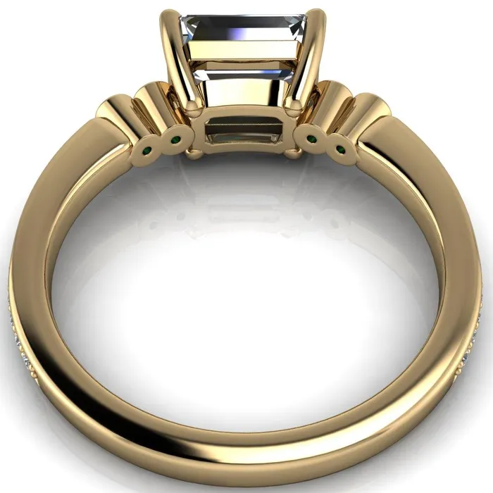 Fire Brilliance Rings Philippa Emerald Moissanite 4 Emerald Sides 4 Prong Under Bezel Multi Stone Engagement Ring