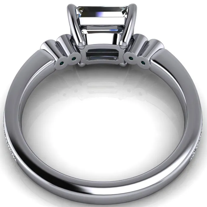 Fire Brilliance Rings Philippa Emerald Moissanite 4 Emerald Sides 4 Prong Under Bezel Multi Stone Engagement Ring