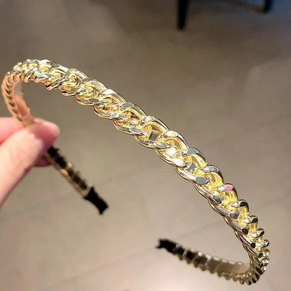 H230 Gold Chain Link Hair Band 01 Rings