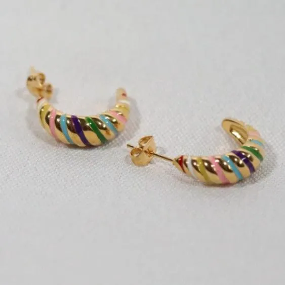 Jewelvers Earrings 18k GoldFilled Croissant Enamel Earrings Gold Earrings Jewelvers Earrings 18k GoldFilled Croissant Enamel Earrings Gold Earrings