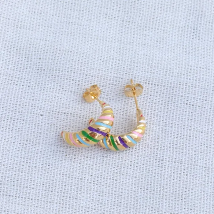 Jewelvers Earrings 18k GoldFilled Croissant Enamel Earrings Gold Earrings Jewelvers Earrings 18k GoldFilled Croissant Enamel Earrings Gold Earrings