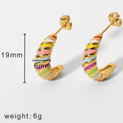 Jewelvers Earrings 18k GoldFilled Croissant Enamel Earrings Gold Earrings Jewelvers Earrings 18k GoldFilled Croissant Enamel Earrings Gold Earrings