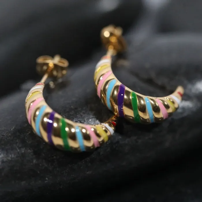 Jewelvers Earrings 18k GoldFilled Croissant Enamel Earrings Gold Earrings Jewelvers Earrings 18k GoldFilled Croissant Enamel Earrings Gold Earrings