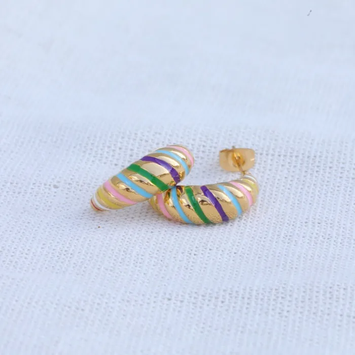 Jewelvers Earrings 18k GoldFilled Croissant Enamel Earrings Gold Earrings Jewelvers Earrings 18k GoldFilled Croissant Enamel Earrings Gold Earrings