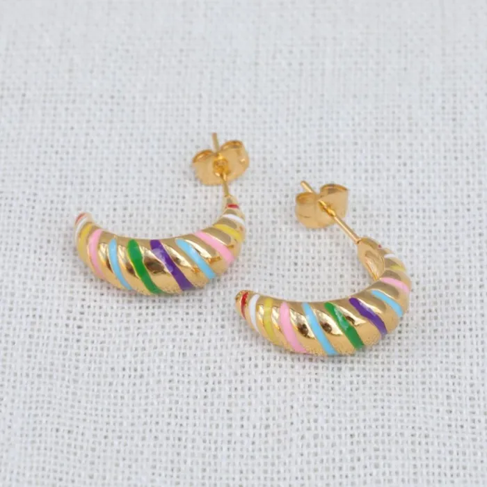 Jewelvers Earrings 18k GoldFilled Croissant Enamel Earrings Gold Earrings Jewelvers Earrings 18k GoldFilled Croissant Enamel Earrings Gold Earrings