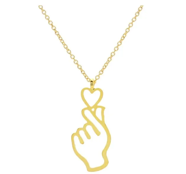 N684 Gold Hand Heart Necklace with FREE Earrings 01 Necklaces