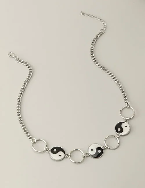 Necklaces N259 Silver Yin Yang Necklace With FREE Earrings 02