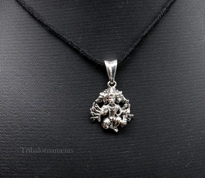 Necklaces Pure 925 sterling silver handmade Hindu god Lord Panchmukhi Hanuman pendant amazing designer fabulous pendant unisex gifting jewelry ssp936 TRIBAL ORNAMENTS
