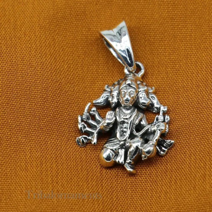 Necklaces Pure 925 sterling silver handmade Hindu god Lord Panchmukhi Hanuman pendant amazing designer fabulous pendant unisex gifting jewelry ssp936 TRIBAL ORNAMENTS