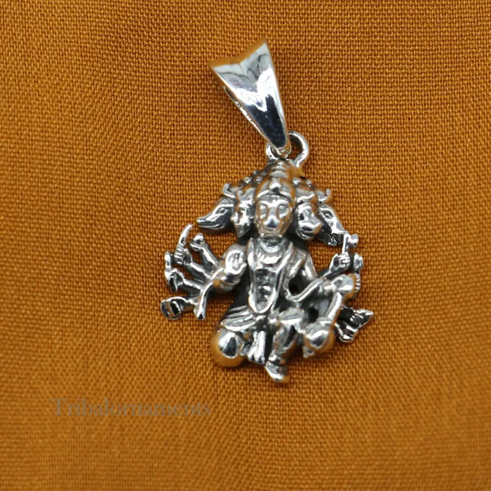 Necklaces Pure 925 sterling silver handmade Hindu god Lord Panchmukhi Hanuman pendant amazing designer fabulous pendant unisex gifting jewelry ssp936 TRIBAL ORNAMENTS
