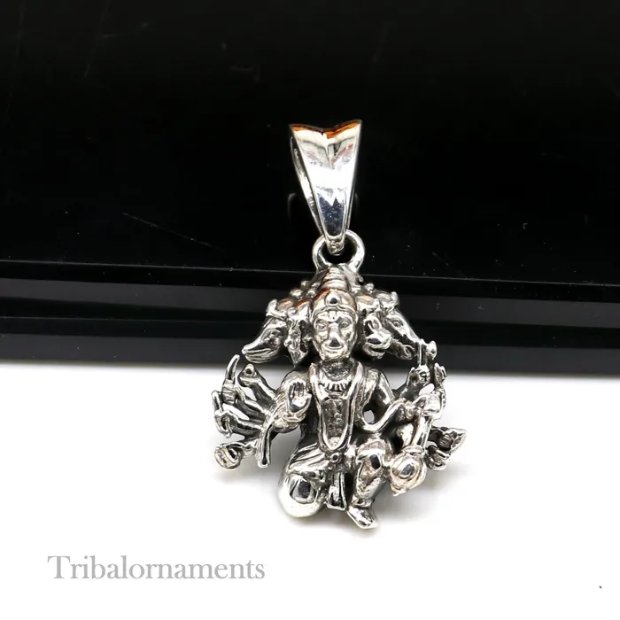 Necklaces Pure 925 sterling silver handmade Hindu god Lord Panchmukhi Hanuman pendant amazing designer fabulous pendant unisex gifting jewelry ssp936 TRIBAL ORNAMENTS