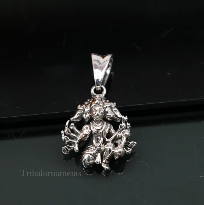 Necklaces Pure 925 sterling silver handmade Hindu god Lord Panchmukhi Hanuman pendant amazing designer fabulous pendant unisex gifting jewelry ssp936 TRIBAL ORNAMENTS