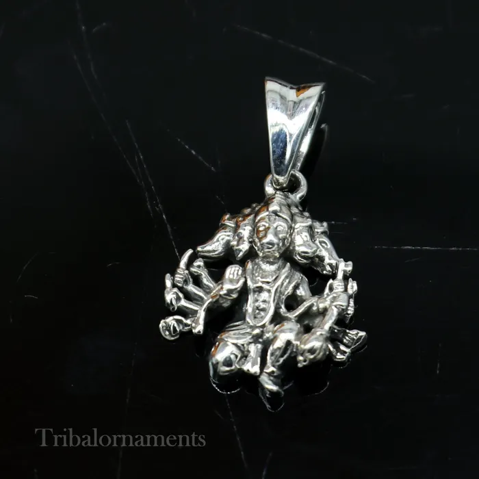 Necklaces Pure 925 sterling silver handmade Hindu god Lord Panchmukhi Hanuman pendant amazing designer fabulous pendant unisex gifting jewelry ssp936 TRIBAL ORNAMENTS