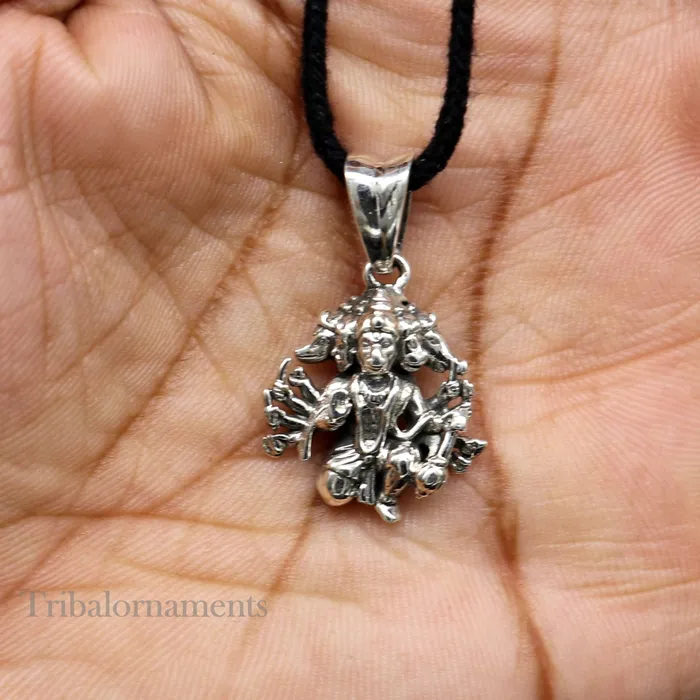 Necklaces Pure 925 sterling silver handmade Hindu god Lord Panchmukhi Hanuman pendant amazing designer fabulous pendant unisex gifting jewelry ssp936 TRIBAL ORNAMENTS