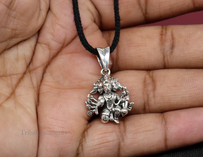 Necklaces Pure 925 sterling silver handmade Hindu god Lord Panchmukhi Hanuman pendant amazing designer fabulous pendant unisex gifting jewelry ssp936 TRIBAL ORNAMENTS