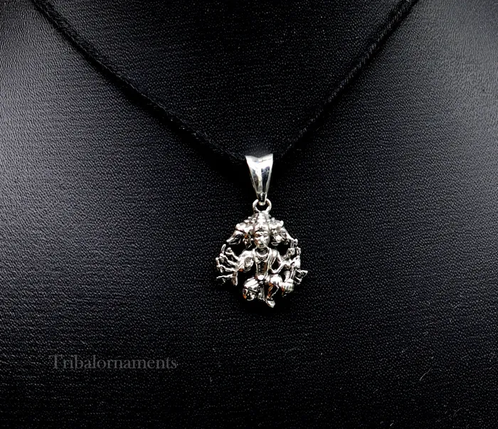 Necklaces Pure 925 sterling silver handmade Hindu god Lord Panchmukhi Hanuman pendant amazing designer fabulous pendant unisex gifting jewelry ssp936 TRIBAL ORNAMENTS