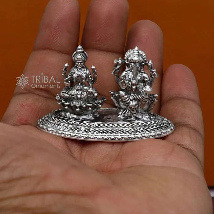 Necklaces TRIBAL ORNAMENTS 12 925 Sterling silver Lakshmi and Ganesha statue puja article figurine Diwali puja brings joy hope and wealth to the owners art718