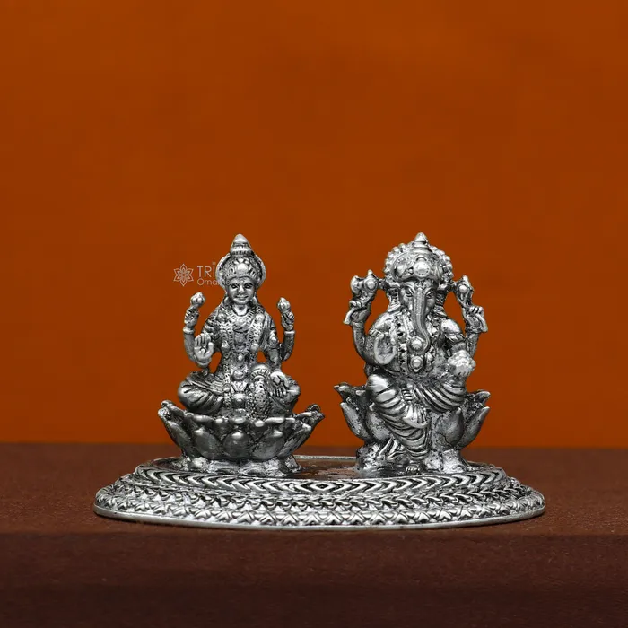 Necklaces TRIBAL ORNAMENTS 12 925 Sterling silver Lakshmi and Ganesha statue puja article figurine Diwali puja brings joy hope and wealth to the owners art718