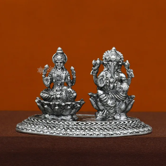 Necklaces TRIBAL ORNAMENTS 12 925 Sterling silver Lakshmi and Ganesha statue puja article figurine Diwali puja brings joy hope and wealth to the owners art718
