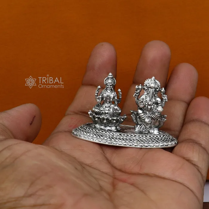 Necklaces TRIBAL ORNAMENTS 12 925 Sterling silver Lakshmi and Ganesha statue puja article figurine Diwali puja brings joy hope and wealth to the owners art718