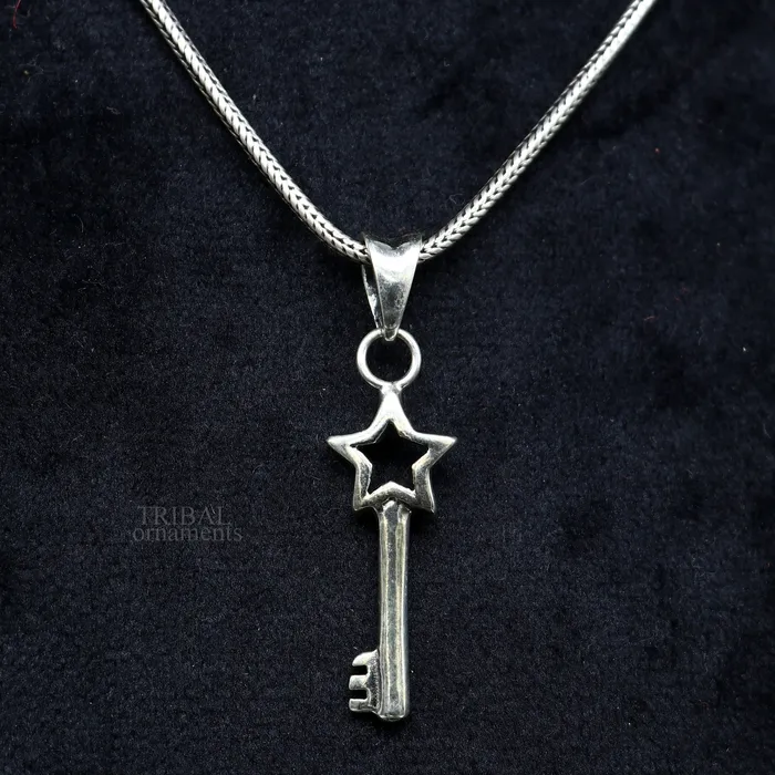 Necklaces TRIBAL ORNAMENTS 925 sterling silver vintage style handmade key and lock pendant amazing fancy stylish attractive pendant for boys and girls ssp1422