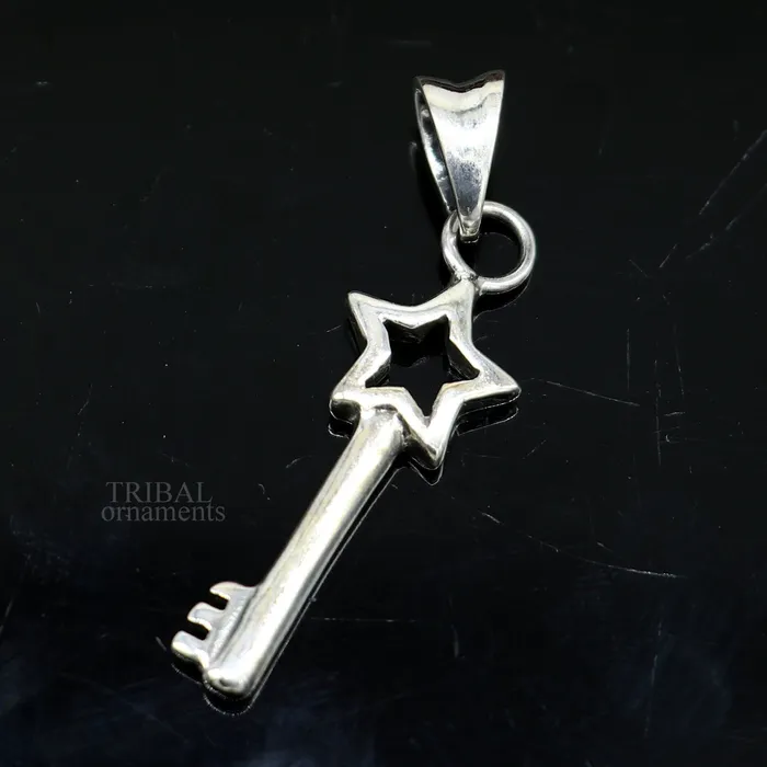 Necklaces TRIBAL ORNAMENTS 925 sterling silver vintage style handmade key and lock pendant amazing fancy stylish attractive pendant for boys and girls ssp1422
