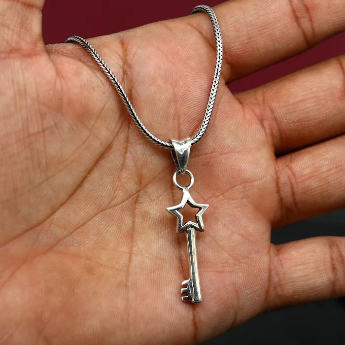 Necklaces TRIBAL ORNAMENTS 925 sterling silver vintage style handmade key and lock pendant amazing fancy stylish attractive pendant for boys and girls ssp1422