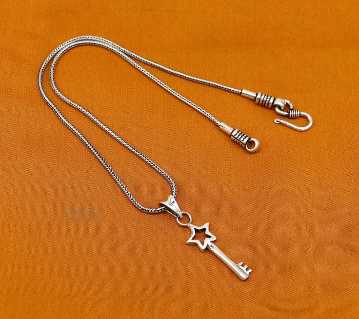 Necklaces TRIBAL ORNAMENTS 925 sterling silver vintage style handmade key and lock pendant amazing fancy stylish attractive pendant for boys and girls ssp1422