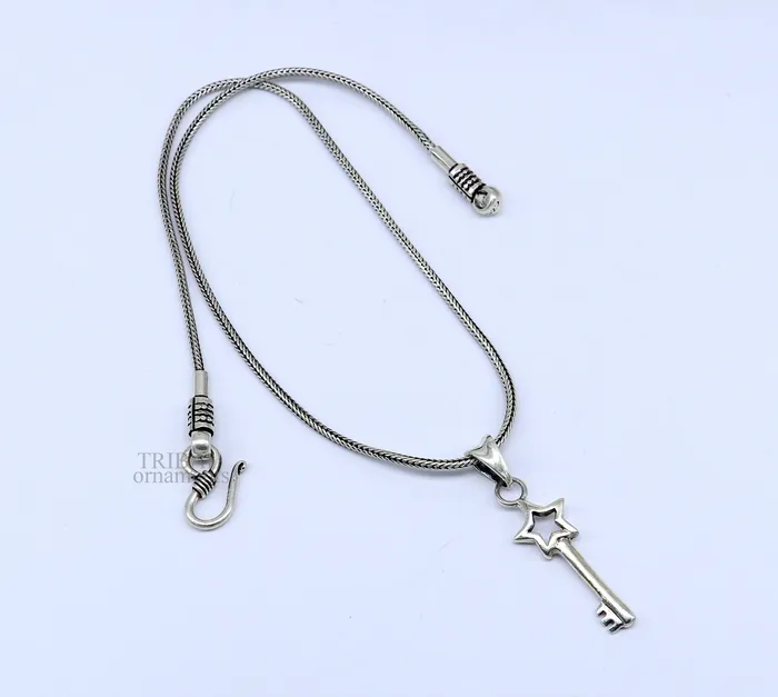 Necklaces TRIBAL ORNAMENTS 925 sterling silver vintage style handmade key and lock pendant amazing fancy stylish attractive pendant for boys and girls ssp1422
