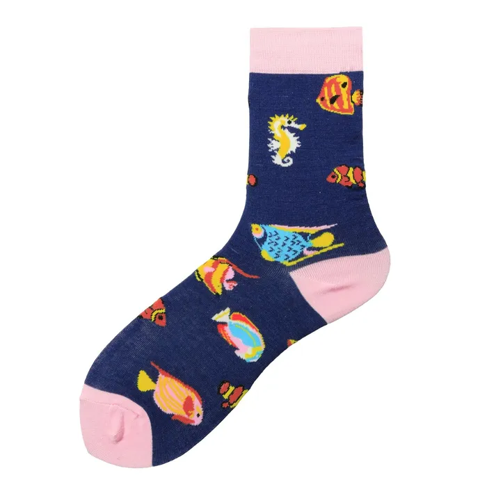 POLLY Rings SF757 Navy Blue Tropical Fish Socks