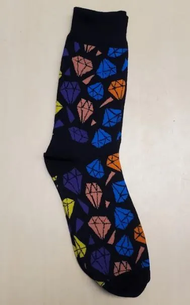 POLLY Rings SF886 Black Colorful Diamonds Socks