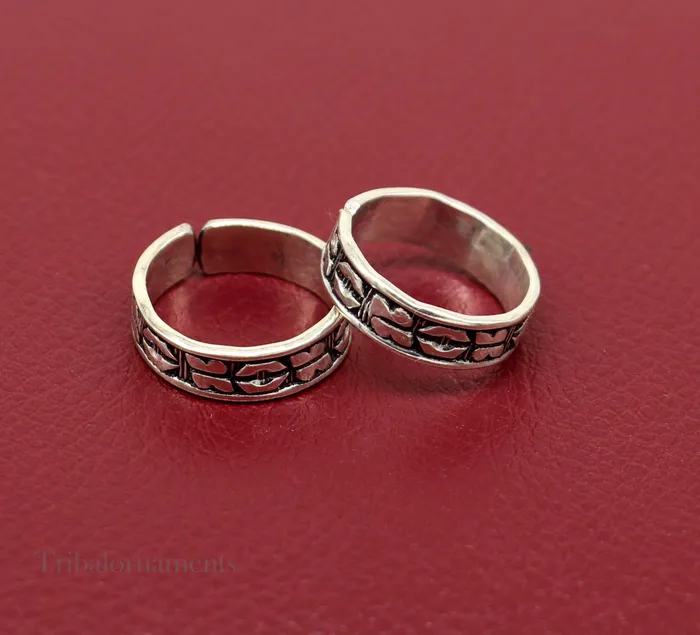 Rings TRIBAL ORNAMENTS Adjustable Toe ring 925 sterling silver handmade elegant design toe ring toe band stylish modern womens brides jewelry from india toer106