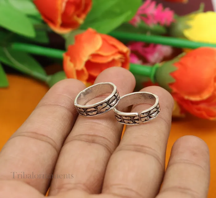 Rings TRIBAL ORNAMENTS Adjustable Toe ring 925 sterling silver handmade elegant design toe ring toe band stylish modern womens brides jewelry from india toer106