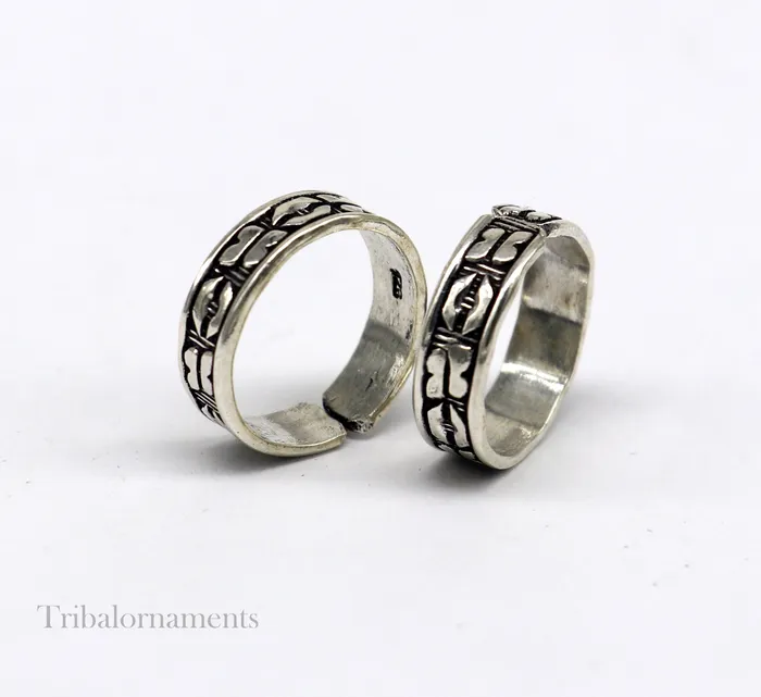 Rings TRIBAL ORNAMENTS Adjustable Toe ring 925 sterling silver handmade elegant design toe ring toe band stylish modern womens brides jewelry from india toer106