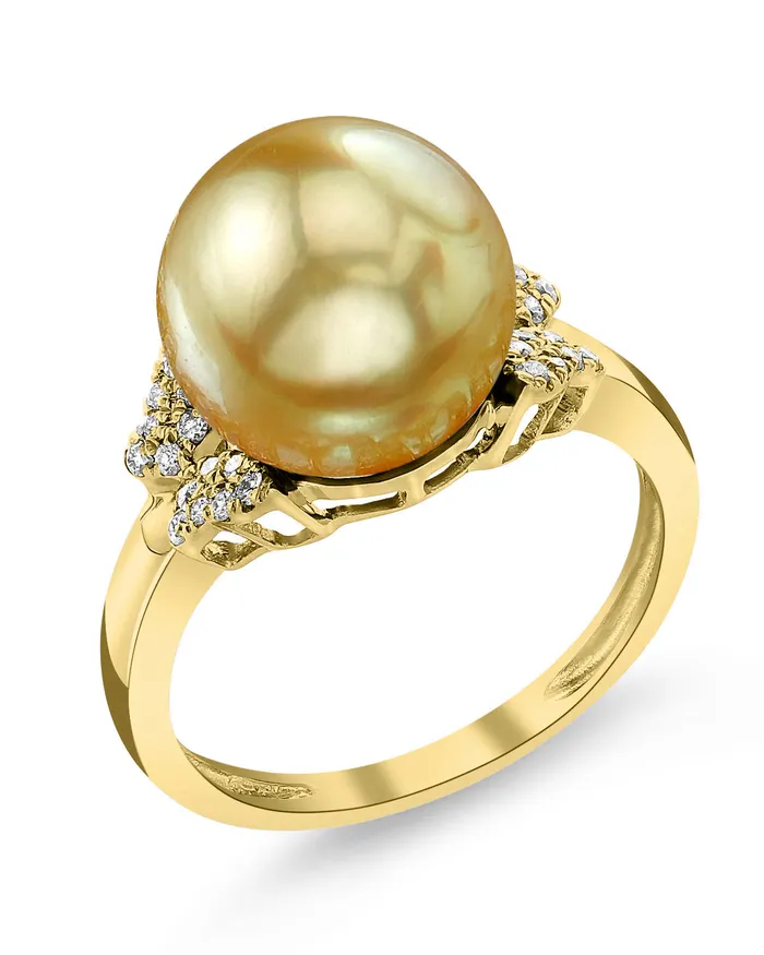 spt Rings Golden South Sea Pearl Diamond Papillon Ring