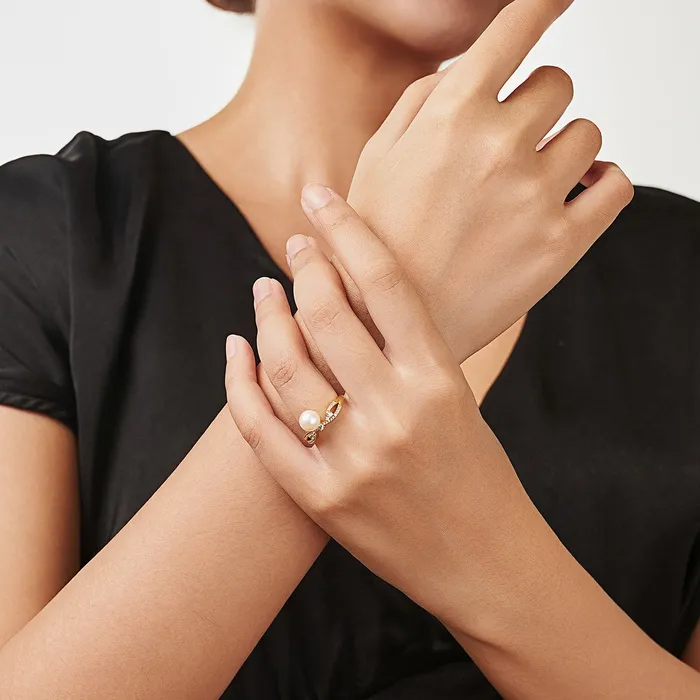 Top Grade Freshwater Pearl Ring WR00267 STARRY Pearly Lustre Rings