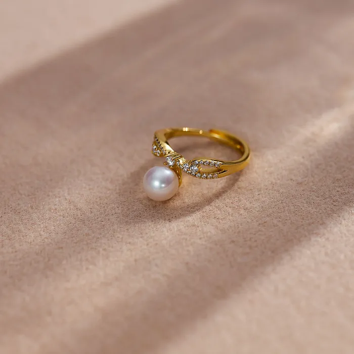 Top Grade Freshwater Pearl Ring WR00267 STARRY Pearly Lustre Rings