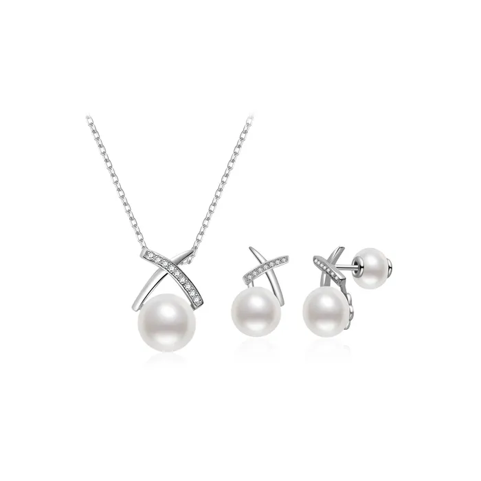 Top Grade Freshwater Pearl Set WS00125 X Collection Pearly Lustre Earrings